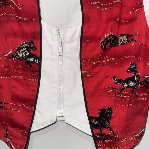 Vintage Cropped RoughRider Zip Front Sweetheart Cut Y2K Western Shirt Horses SM - Picture 4 of 8